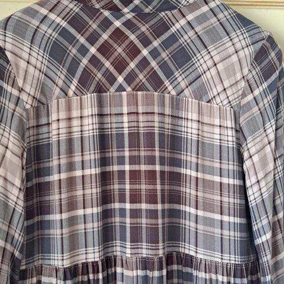Knox Rose women's long sleeve tiered plaid dress Sz Med - Picture 8 of 8